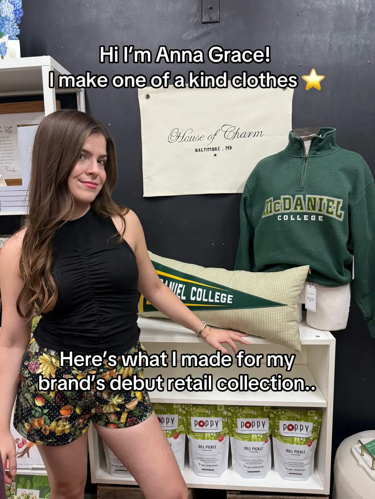 dreams come true!! you can now shop @House of Charm one of a kind clothes, made with love by me at @Cultivated 😭⭐️ #smalltowngirl #clothingbrand #brandowner #upcycling 