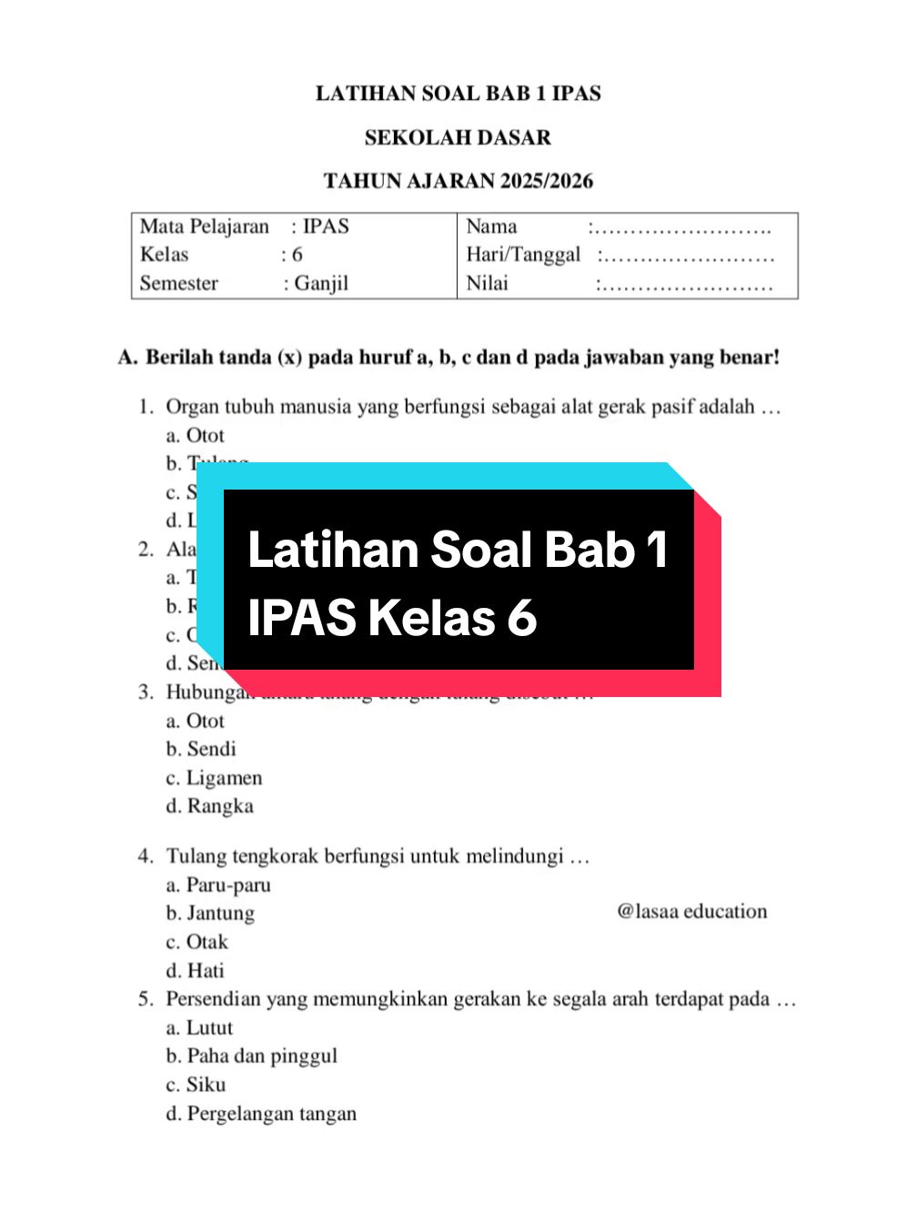 LATSOL IPAS BAB 1 KELAS 6 #fyp #latihansoal #kelas6 #ipas #kurikulummerdeka