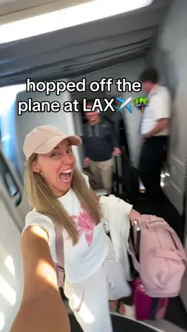 WE MADE IT! ✈️🌴🥺I’ve been waiting for this monumental moment since I was 13!! Thirteen!! 2009 Party in the USA on repeat on my iPod in 8th grade! Hopped off the plane at LAX 🫶🏻 so excited for our week visiting my brother in law here in Los Angeles #mileycyrus #partyintheusa #losangeles #LAX #airport 