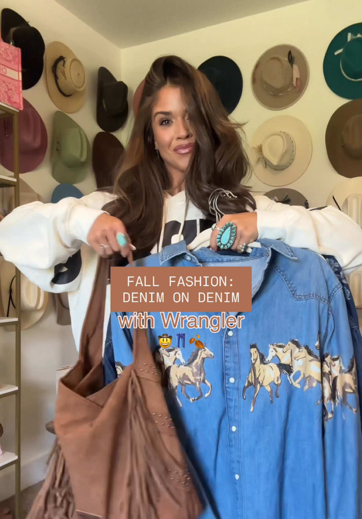 fall fashion: DENIM ON DENIM 🤠👖🤎✨ comment SHOP for links! @wrangler  #ad @shop.LTK #ltktkit https://liketk.it/5mvGN #OOTD #denimondenim #fallfashion         