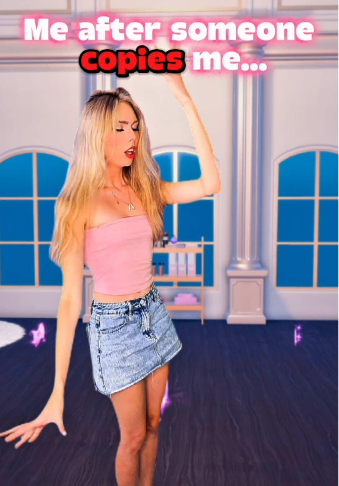 When she copies my outfit… but I STILL eat the runway 💅✨ #roblox #dresstoimpress #dresstoimpressroblox #dti #dtitok 