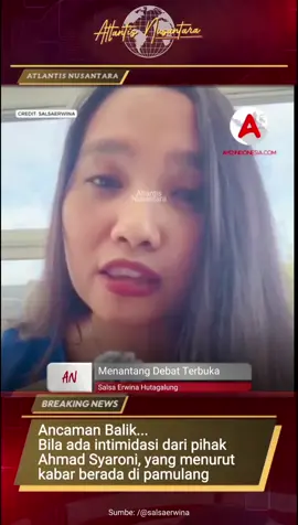 Viral Salsa Erwina Hutagalung, usai video nya menantang Ahmad Syaroni debat terbuka lantaran mengatakan masyarakat bermental tolo, usai video tantangan tersebut, di kabarkan ada pergerakan dari team ahmad syaroni di pamulang ke pada keluarga salsa, salsa pun dengan berani mengancam balik jika terjadi sesuatu di keluarga dan rekan rekan nya  #salsaerwina #ahmadsyaroni #dpr #indonesia 