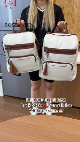 help me to get new backpack 🎒,normal size OR large size🙌🏻? #backpack #mombag #travelbag #tiktokshopviral #bostanten  