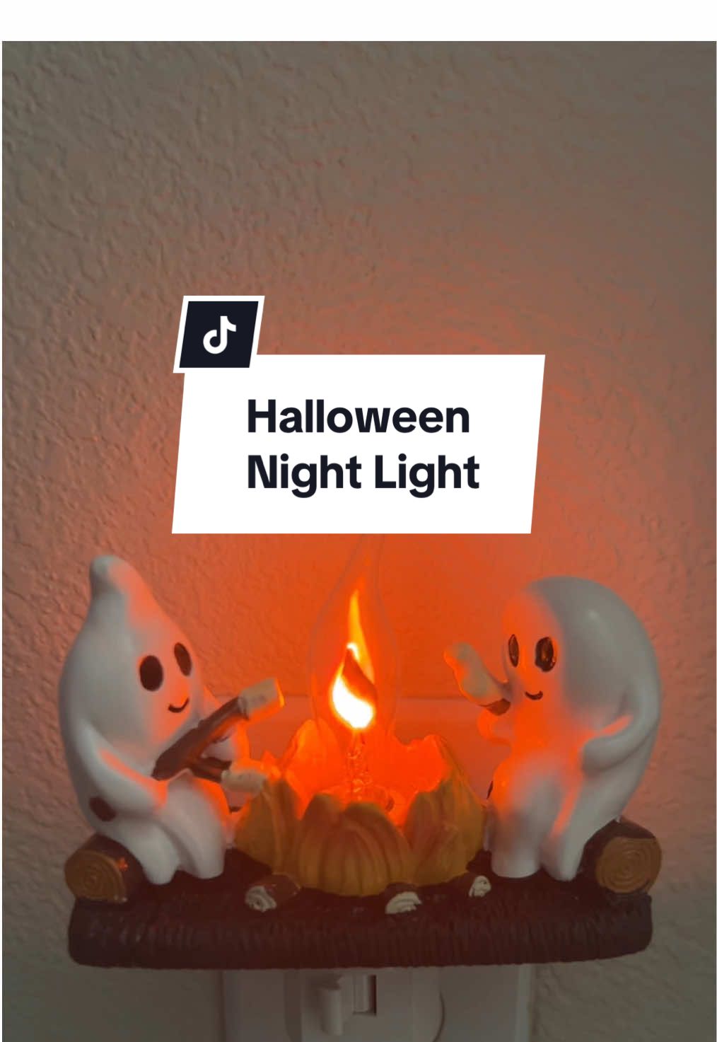 This Halloween night light is so cute with the little ghost roasting marshmallows, get them before they sell out again #halloweendecor #halloweendecorations #nightlight #halloweenlover #cuteghost 
