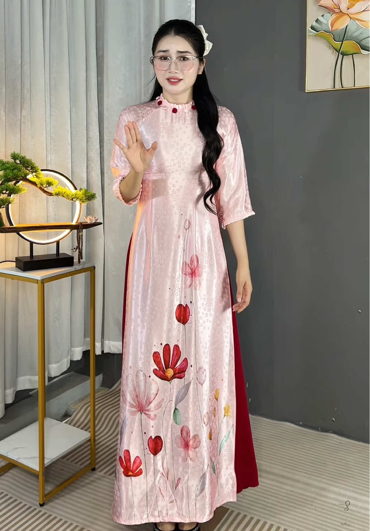 Áo Dài Lụa Gấm In Hoa #aodai #aodaivietnam #aodailuagam #aodaicachtan #gianghuongcardina  