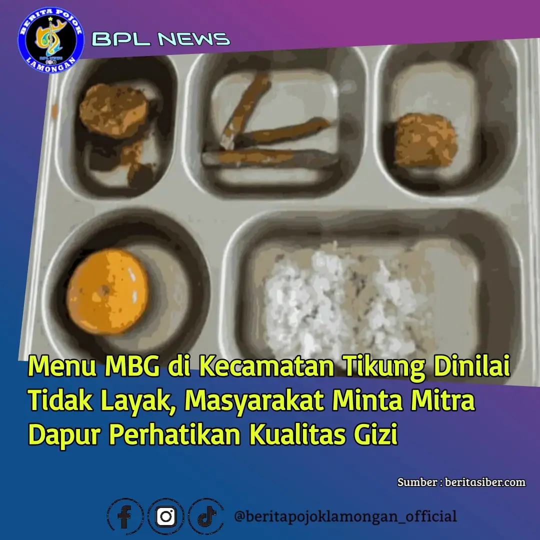 LAMONGAN – Program Makanan Bergizi Gratis (MBG) yang dicanangkan Pemerintah kembali menjadi sorotan. Pasalnya, komposisi makanan yang dibagikan kepada siswa-siswi sekolah di Kecamatan Tikung Kabupaten Lamongan Jawa Timur dinilai tidak layak dan jauh dari standar gizi yang ideal bagi anak-anak usia sekolah. Kritik keras datang dari Ketua LSM Cakrawala Keadilan, Hilal Ahmar, yang menyayangkan program yang dirasa baik ini namun praktek dilapangan tidak sesuai dengan yang diharapkan perihal perbaikan gizi anak Indonesia. Hilal juga meminta agar seluruh mitra dapur Satuan Pelayanan Pemenuhan Gizi (SPPG) tidak hanya fokus pada nilai kontrak per paket, tetapi juga tetap memperhatikan porsi, kualitas, dan kandungan gizi makanan yang diberikan kepada peserta didik. “Walaupun hanya Rp10 ribu per paket, porsinya jangan terlalu pelit. Anak-anak butuh makan yang bergizi dan cukup mengenyangkan agar bisa fokus belajar,” ujar Hilal kepada Beritasiber.com, Rabu (27/8/2025). Pernyataan itu merespons viralnya unggahan foto menu MBG di media sosial, yang memperlihatkan nasi putih, sebutir telur, tempe goreng, dan tiga potong kacang panjang. Banyak warganet menilai menu tersebut tidak memenuhi standar gizi seimbang, apalagi untuk anak usia sekolah yang membutuhkan asupan nutrisi lebih. Hilal, yang merupakan aktivis sosial asal wilayah Pantura Lamongan, menegaskan bahwa pihaknya akan mengawasi secara ketat pelaksanaan program MBG, khususnya di wilayah utara Lamongan. “Kalau besok kami temukan kejadian serupa di wilayah lain, kami tidak akan segan-segan melaporkannya ke instansi terkait. Ini soal masa depan anak-anak kita,” tegasnya. Sejumlah komentar publik di media sosial juga mengungkapkan kekhawatiran bahwa program MBG hanya sekadar formalitas, tanpa pengawasan yang ketat terhadap pelaksana di lapangan. Program MBG sendiri merupakan salah satu program unggulan residen Prabowo dalam upaya menekan angka stunting dan malnutrisi, serta meningkatkan konsentrasi belajar siswa di jenjang pendidikan dasar. Namun, jika pelaksanaan di lapangan tidak sesuai dengan harapan, maka program ini dikhawatirkan akan kehilangan esensi utamanya. “Program MBG ini sangat bagus, tapi harus diawasi secara berkala. Jangan sampai disalahgunakan oleh oknum penyedia makanan yang hanya mengejar untung,” tambah Hilal. Menurut ahli gizi, menu seimbang untuk anak usia sekolah idealnya mengandung karbohidrat, protein hewani, protein nabati, sayuran, dan buah. Dengan anggaran Rp10.000 per anak, penyedia makanan sebenarnya masih bisa mengolah menu sederhana namun bergizi jika dilakukan dengan manajemen bahan dan komitmen pelayanan yang baik. “Kejadian di Tikung menjadi alarm penting bahwa standar dan pengawasan teknis pelaksanaan program MBG harus diperketat. Jangan sampai program yang seharusnya menjadi solusi justru menjadi polemik baru yang merugikan siswa,” ungkapnya. Seperti diketahui, sebuah foto yang memperlihatkan menu Makanan Bergizi Gratis (MBG) sempat beredar di Media Sosial (Medsos). Unggahan tersebut menuai berbagai komentar karena komposisi yang kurang layak dan jauh dari nilai standar gizi yang diharapkan. Sementara lokasi dapur SPPG MBG nya diduga berada di Desa Bakalan Pule, Kecamatan Tikung, Kabupaten Lamongan. (Bs). Reporter: Achmad Bisri Sumber : beritasiber.com ============= 🔵 Instagram : beritapojoklamongan_official 🔵 Fanpage : Berita Pojok Lamongan 🔵 Tiktok : beritapojoklamongan 🔵 Facebook : Berita Pojok Lamongan(BPL) #kecamatantikung #viraltiktok #mbg  #beritapojoklamongan #bplnews 