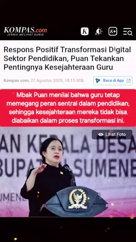 Setuju banget dengan Mbak Puan Maharani, bahwa keberhasilan transformasi digital juga ditentukan oleh kesiapan para guru. 👍 #puanmaharani 
