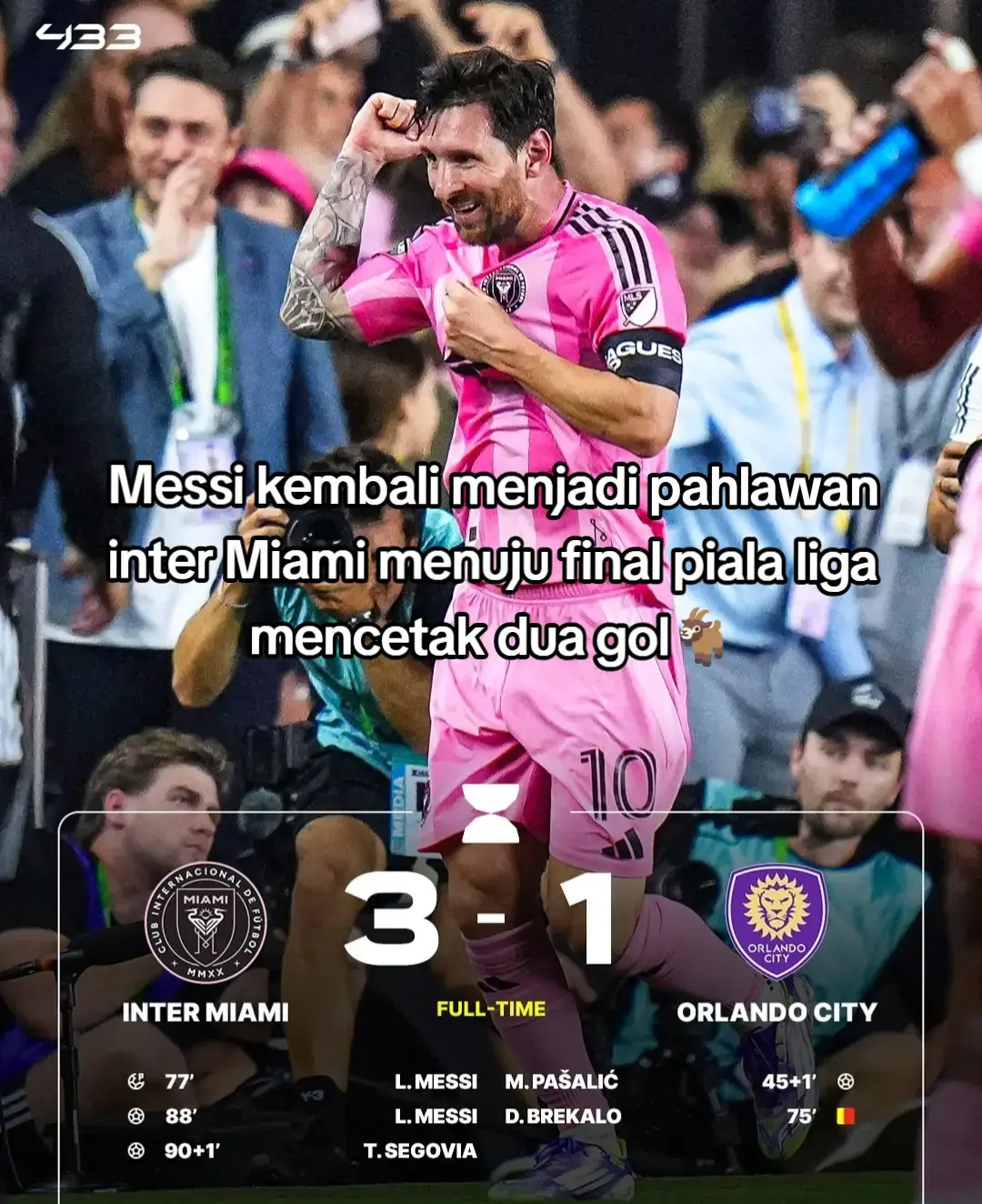 inter Miami 3-1 Orlando piala liga Amerika 🤩#messi #goat #messifans #fyp 