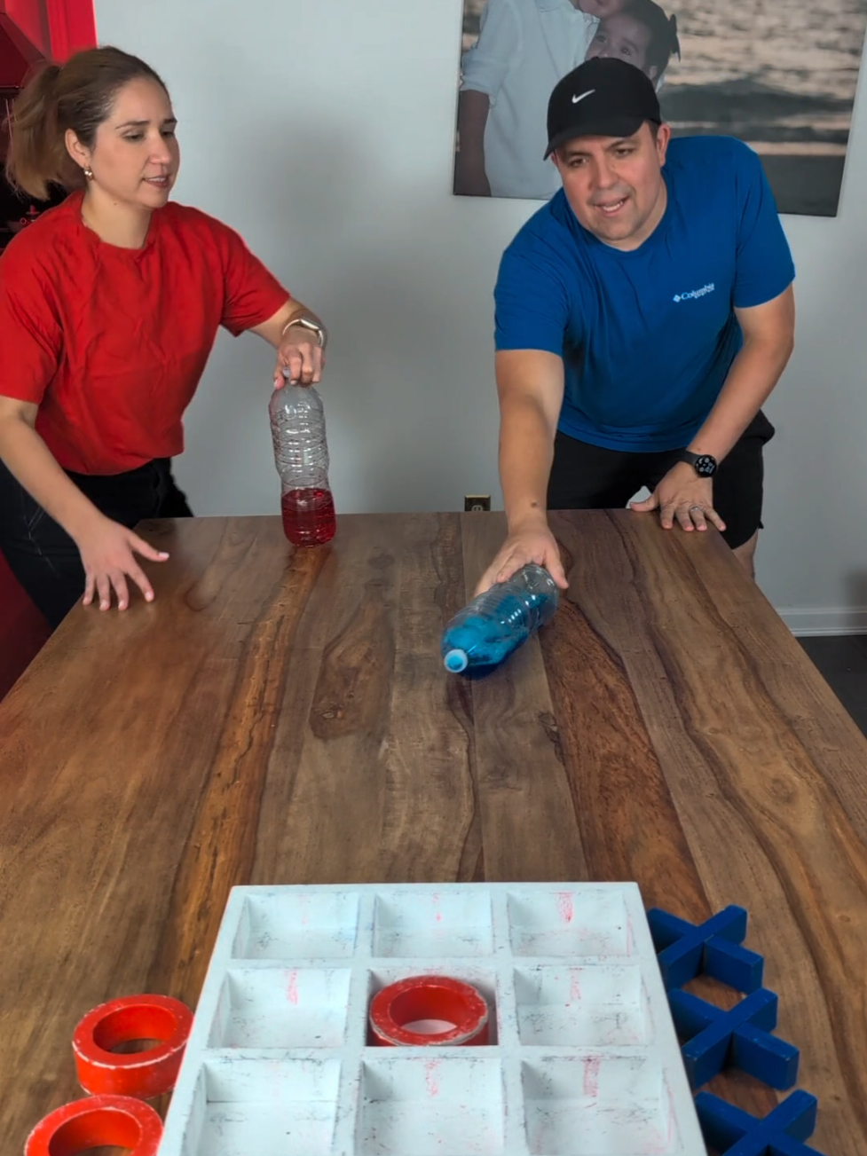 What a comeback! Bottle Flip ❌⭕ #tictactoe #games #challenge