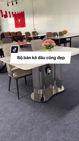 Bộ bàn ăn 4 ghế mặt đá vi tinh thể sang trọng #bàn_ăn #banan #banannhapkhau #bananhanu #xuhuongnoithat 