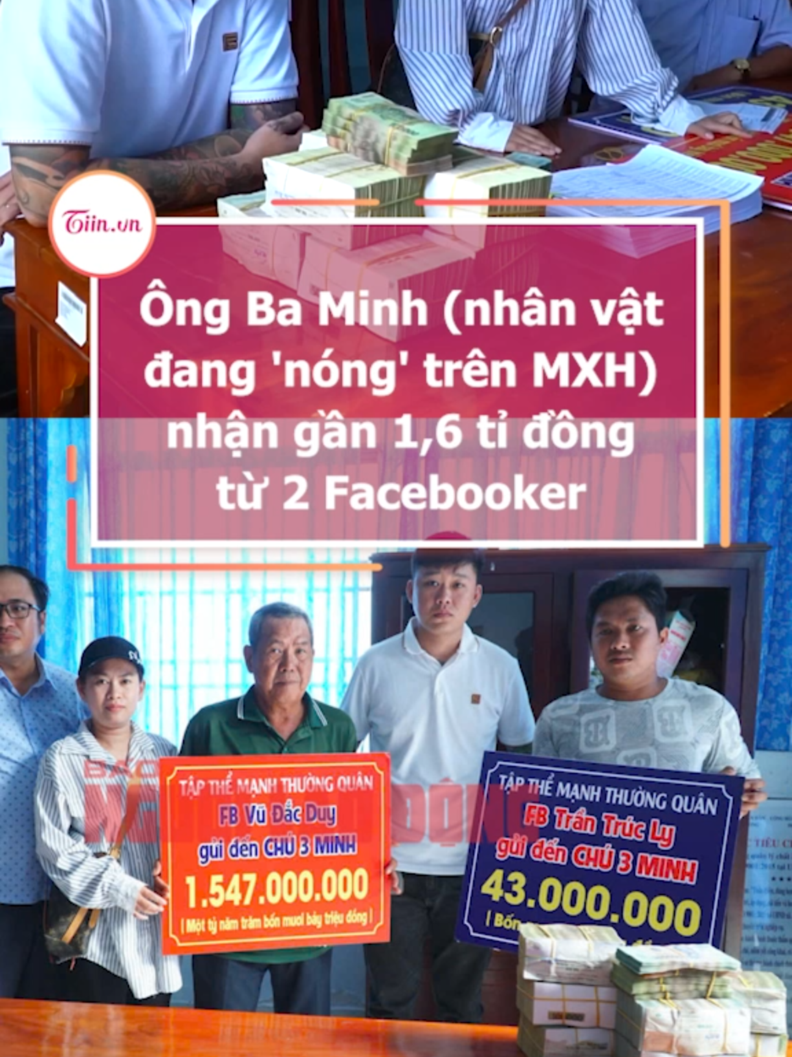 Ông Ba Minh (nhân vật đang 'nóng' trên MXH) nhận gần 1,6 tỉ đồng từ 2 Facebooker #tiinnews #ongbaminh