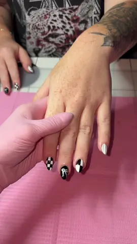 ATE 😛  #gelx #nails #blackandwhite @Caitlyn🤍 