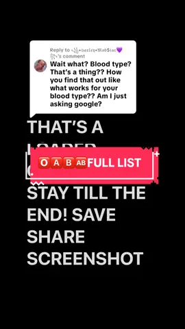 Replying to @꧁•ℌ𝔞𝔯𝔩𝔢𝔶•𝔐𝔬𝔟$𝔱𝔞𝔯💜꧂ here is the full list of all the blood types and where u can get one if u don’t know urs🤍💯 like save tell a friend. I will also upload this as a photo slide‼️🤍💯  • #bloodtype #eatright #healthandwellness #fypシ 