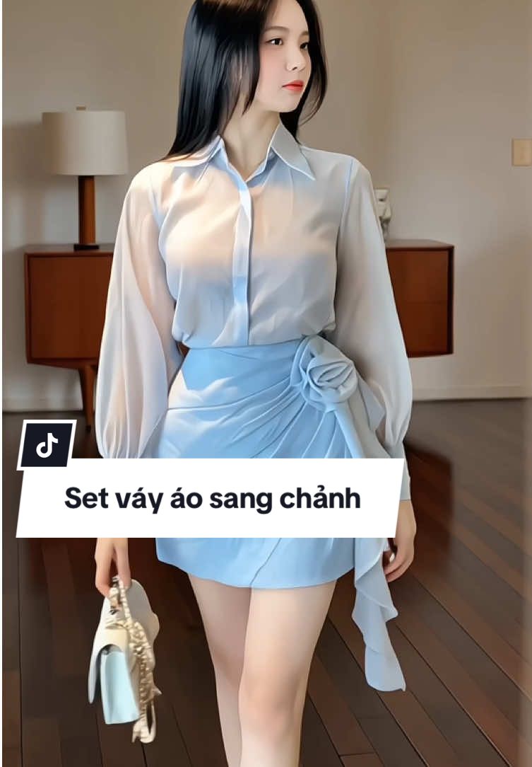 Set Váy Xếp Ly Đính Hoa Mix Áo Sơ Mi sang chảnh #setvayao #setdoxinh #setdodep #xuhuong #ThoiTrendNu 