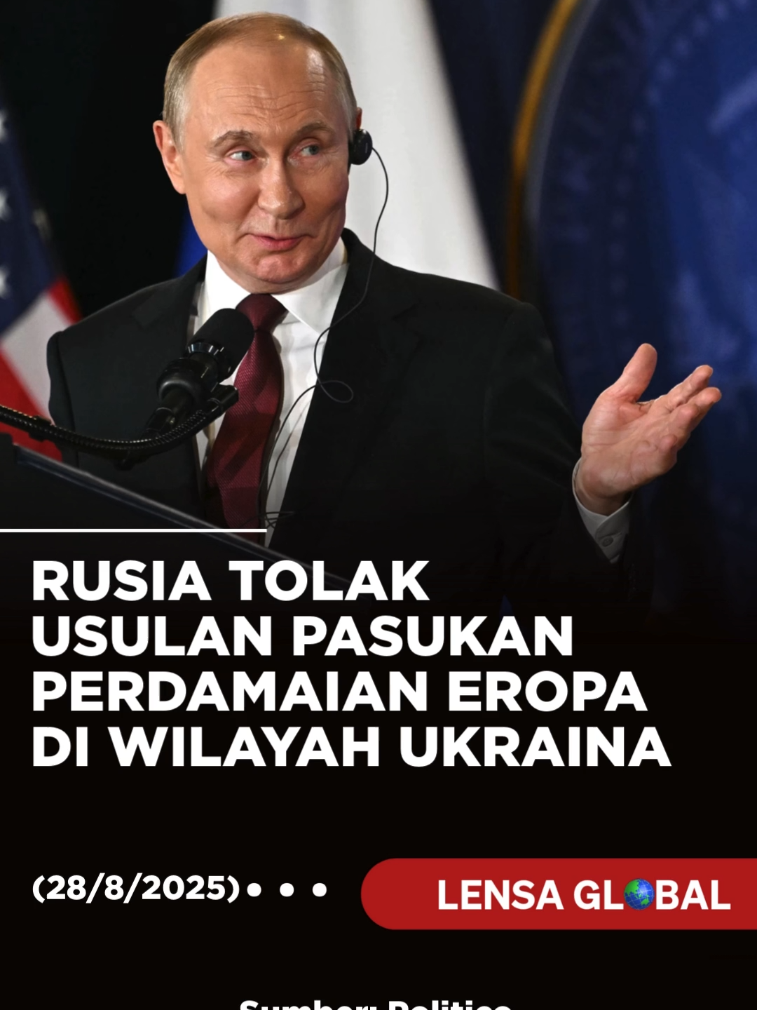 Juru Bicara Kremlin, Dmitry Peskov menegaskan Rusia menolak gagasan pasukan penjaga perdamaian Eropa bertugas di Ukraina, bertentangan dengan klaim Presiden AS Donald Trump awal tahun ini bahwa Vladimir Putin akan menerima pasukan semacam itu sebagai bagian dari perjanjian damai. Dalam konferensi pers, Peskov mengatakan Moskow memiliki “sikap negatif” terhadap pembahasan pengiriman personel militer Eropa sebagai pasukan perdamaian, sambil mencatat bahwa perluasan aliansi NATO selama seperempat abad terakhir merupakan “salah satu akar penyebab” invasi Rusia ke Ukraina pada 2022. Pernyataan tersebut menimbulkan keraguan terhadap klaim Trump sebelumnya bahwa Putin terbuka terhadap misi penjaga perdamaian yang dipimpin Eropa.  Saat duduk di samping Presiden Prancis Emmanuel Macron di Washington, Trump mengatakan ia telah “secara khusus menanyakan” Putin tentang masalah tersebut dan telah dijamin bahwa pemimpin Rusia “tidak memiliki masalah dengan itu.” Ukraina telah menjadikan jaminan keamanan yang didukung Barat sebagai tuntutan utama dalam penyelesaian apa pun untuk mencegah serangan Rusia lebih lanjut.  Operasi terkait jaminan tersebut dipercepat setelah pertemuan para pemimpin Eropa di Gedung Putih pada 18 Agustus, di mana Trump mendesak pertemuan antara Presiden Ukraina Volodymyr Zelenskyy dan Putin. Namun, frustrasi semakin meningkat sejak saat itu, dengan Moskow enggan berkomitmen pada pembicaraan damai. Menteri Luar Negeri Rusia Sergey Lavrov mengatakan sehari setelah pertemuan di Gedung Putih bahwa setiap KTT harus dipersiapkan “langkah demi langkah, secara bertahap, mulai dari tingkat ahli dan kemudian melalui semua tahap yang diperlukan.” Moskow juga memperkuat tuntutannya sendiri, termasuk agar Kyiv menyerahkan lebih banyak wilayah di Ukraina timur. Zelenskyy sebelumnya berjanji bahwa Ukraina tidak akan menyerahkan wilayah Donbas timur, karena hal itu akan memberikan Putin landasan untuk invasi di masa depan.