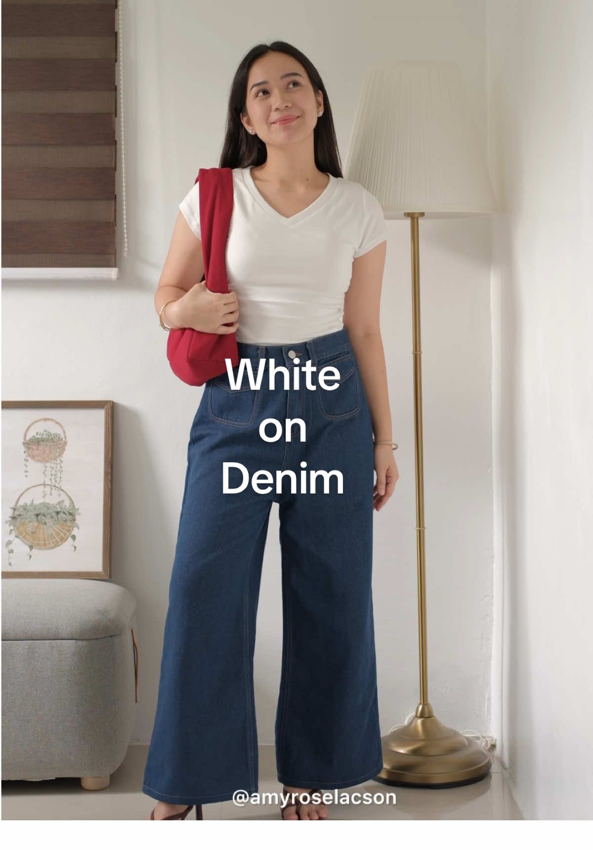 White on Denim= Instant Classy✨ #whiteondenim #basicfit #denimpants #outfitideas #fashiontiktok  @Everydayshopping.Shop 