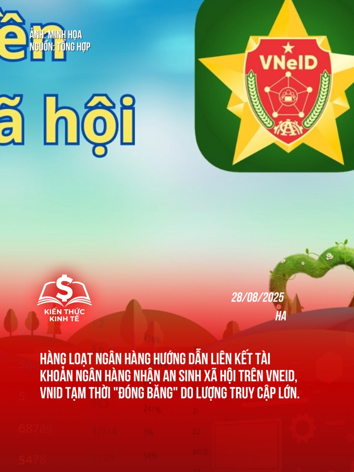 Hàng loạt ngân hàng hướng dẫn liên kết tài khoản ngân hàng nhận an sinh xã hội trên VNeID. VNID tạm thời 