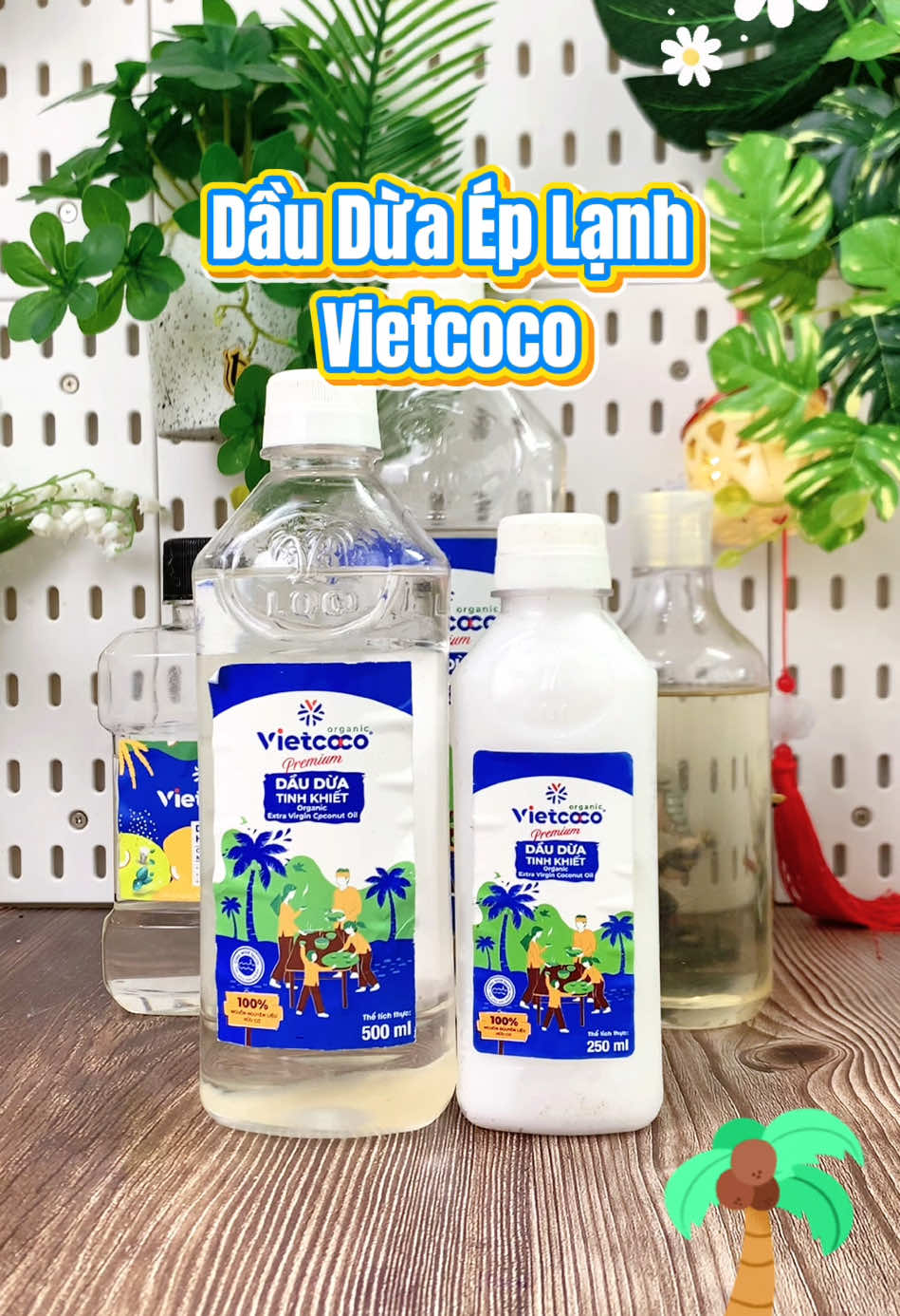 Dầu dừa ép lạnh Vietcoco trong veo như nước, dưới 25 độ đông như tuyết nha mọi người. Sản phẩm 