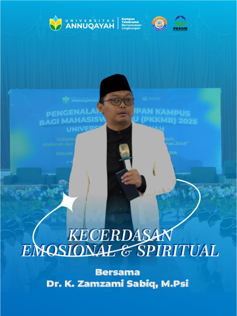 ✨ PKKMB Putra 2025 Universitas Annuqayah ✨ Hari ini, mahasiswa baru mendapatkan bekal berharga dari Dr. K. Zamzami Sabiq, M.Psi. – Ketua HIMPSI Sumenep sekaligus Dosen Universitas Annuqayah. Dengan penuh inspirasi, beliau menyampaikan materi 