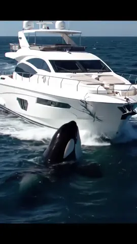 Un yate de lujo fue sorprendido en alta mar… hasta que una orca lo embistió y destrozó su casco.#fyp #viral #luxurylife #orca #yatch 