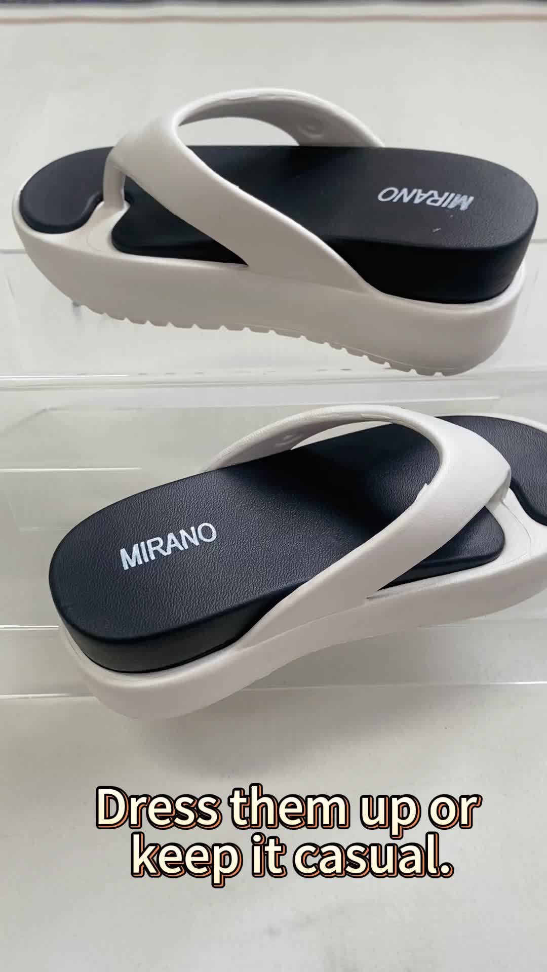 MIRANO 8330 Women's Fashion Thick Wedge Flip-Flops Comfort Slip-On Sandals Outdoor Non-Slip Rubber Sole Summer Casual Footwear Durable Soft-soled Walking Shoes Girl Makapal Tactical 