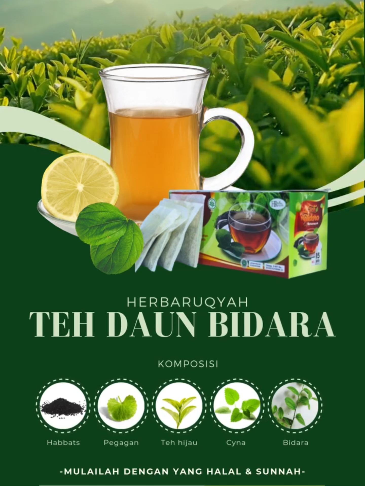 Assalamualaikum Sahabat! Sedang mencari minuman sehat yang praktis dan menenangkan? Teh Bidara jawabannya! Teh Bidara adalah solusi herbal untuk kesehatan tubuh dan pikiran. Dengan kandungan alami dari daun bidara pilihan, teh bidara dapat membantu : 1. Mengatasi insomnia 2. Terapi diabetes 3. Mengatasi tekanan darah tinggi 4. Memperbaiki jaringan sel dalam tubuh 5. Menghilangkan kecemasan 6. Mengatasi penyakit non medis Dinkes P-IRT 383217010883-27 Halal MUI No. ID32110001445290922 Mulai gaya hidup sehatmu sekarang dengan segelas teh bidara!