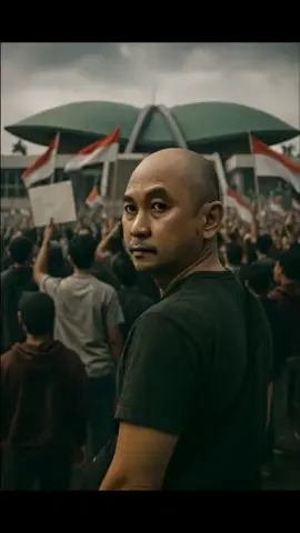 Di tengah ribuan orang marah, ada satu orang mikir ‘ngapain aku di sini ya? 😁😅🤣 #demo25agustus2025 #demodpr #chatgpt #aiart #geminiveo3 