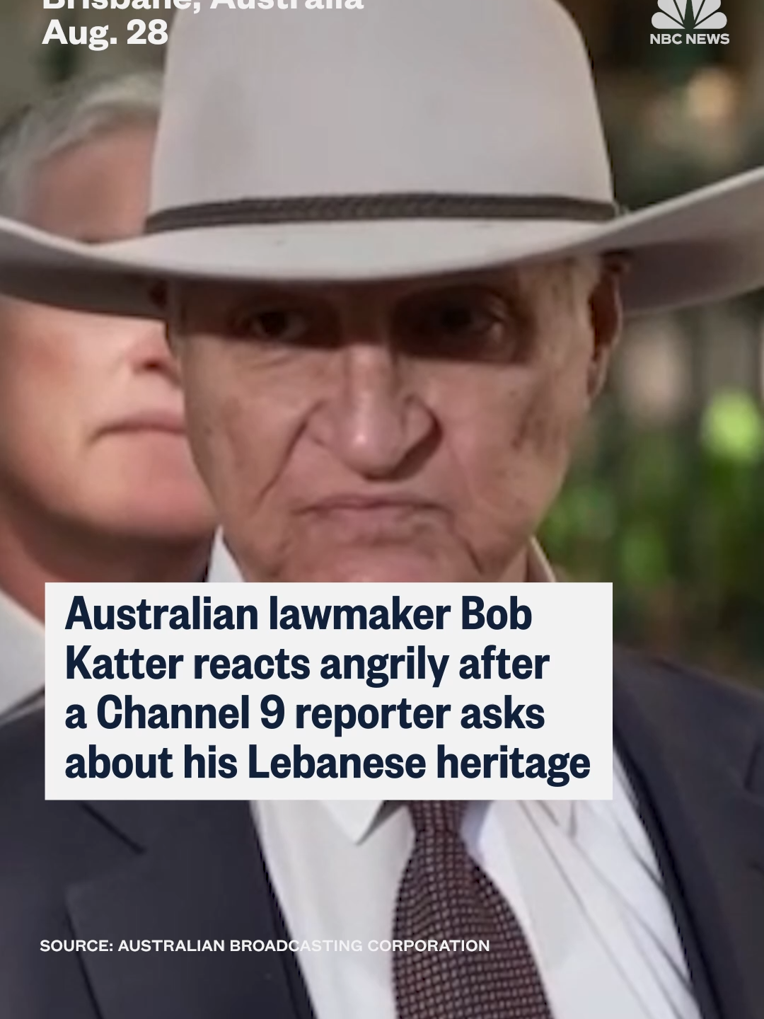 Australian lawmaker Bob #Katter reacted angrily to a question from a reporter about his Lebanese heritage.