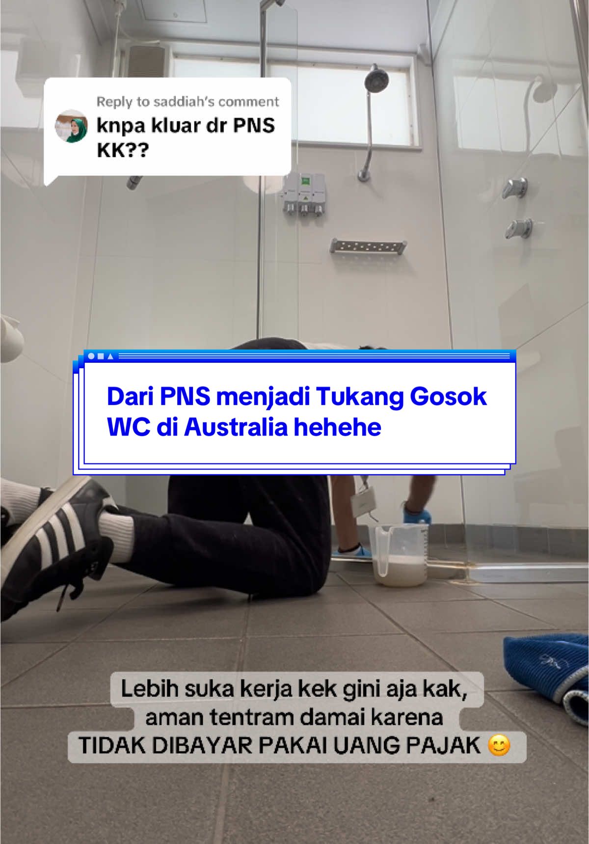 Replying to @saddiah  dari PNS jadi Tukang gosok WC di Australia kenapa tidak? #whvaustralia #workingholidayvisa #tki #tkw #asn #kaburajadulu #pppk 