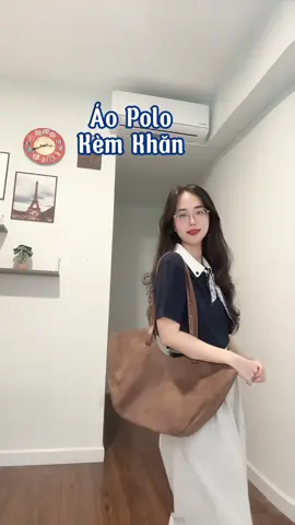 Áo polo kèm khăn xinh tươi cho nàng #riviubaian #viral #aopolo #aonu 