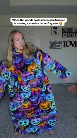 Do I feel awkward dancing in my room alone wearing a giant oversized Halloween hooded blanket….youd think but no! 😅 This hooded wearable blanket is HUGE and COZY! And it’s on sale for Labor Day!  Cozy up and be comfortable all spooky season with this pumpkin hooded blanket! We love a good Halloween vibe! #tiktokshoplabordaysale #hoodedblanket #halloweenlover #spookyseason #halloween