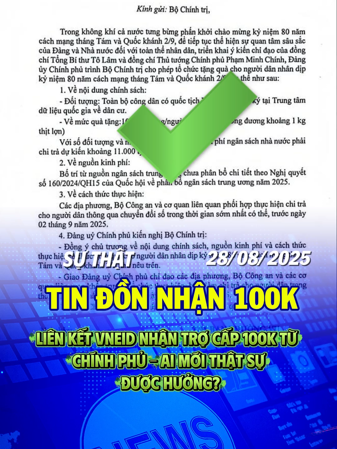 Sự thật tin đồn liên kết VNeID nhận trợ cấp 100k từ Chính phủ – Ai mới thật sự được hưởng? #sp8com #tinsotdeo #splivetinnew #sp8nhieuchuyenso1 #thutuong #chinhtri #tinmoinhat #tinhot #VNeID #TroCap100k #TinNong #ChinhPhu #AnSinhXaHoi #TinMoi #ThoiSu #BaoMang