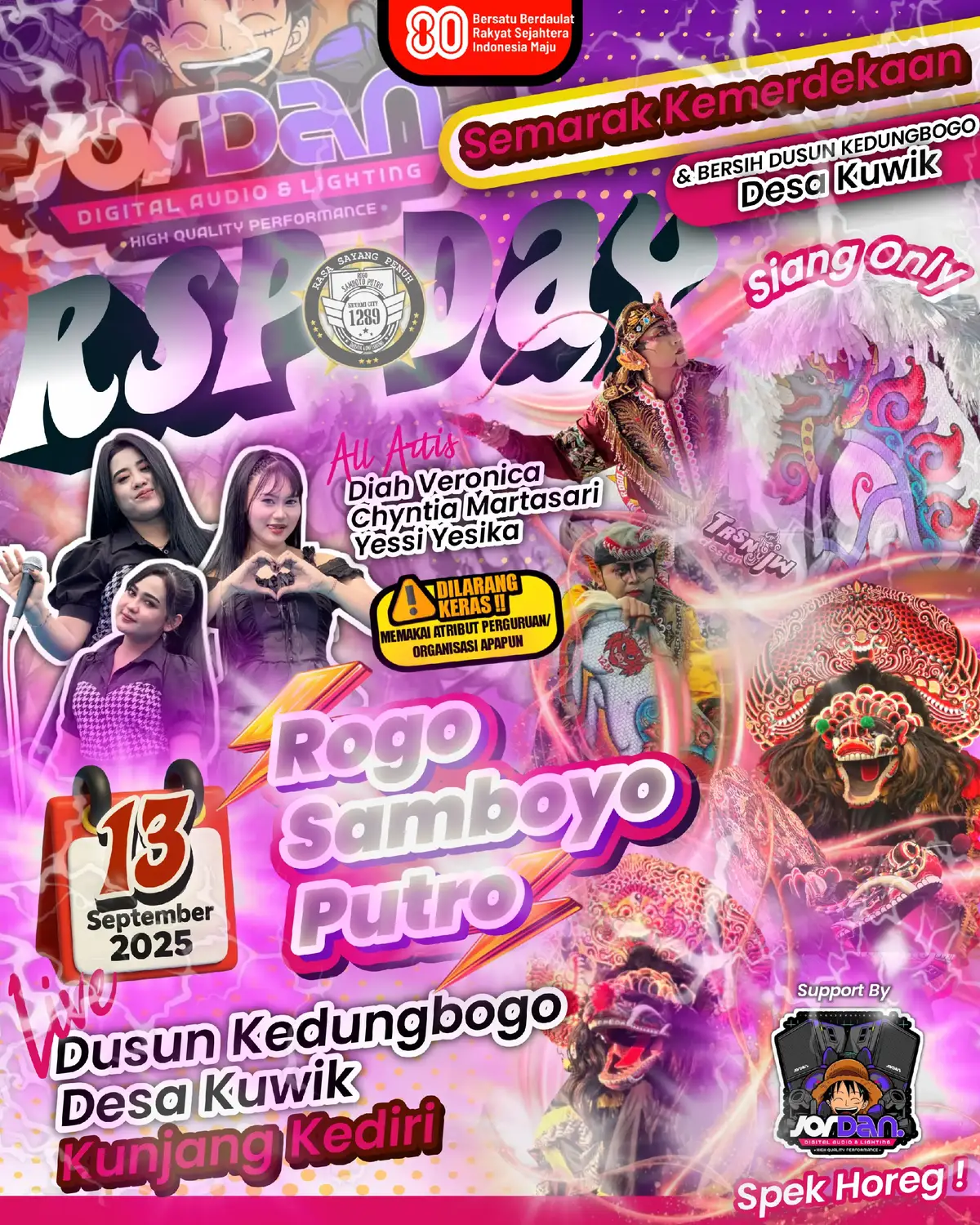 Jaranan ROGO SAMBOYO PUTRO Live Kedungbogo Kuwik Kunjang (S) Hari Sabtu, Tanggal 13 September 2025  Support By Jordan Audio @ROGO SAMBOYO PUTRO  @jordan_audio_nganjuk 