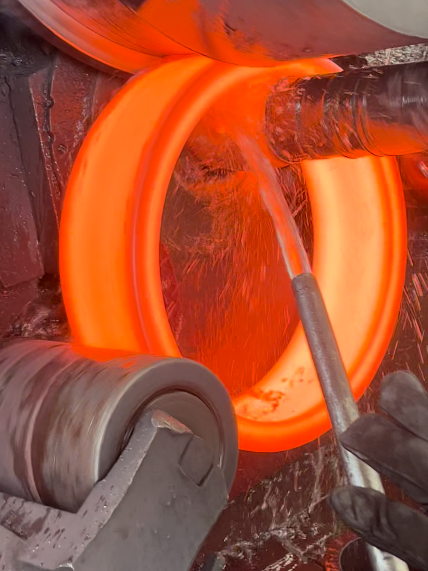 Inside the factory Forging Red-Hot Steel Bearing Rings 🔥  #process #forging #blacksmith #ring #iron