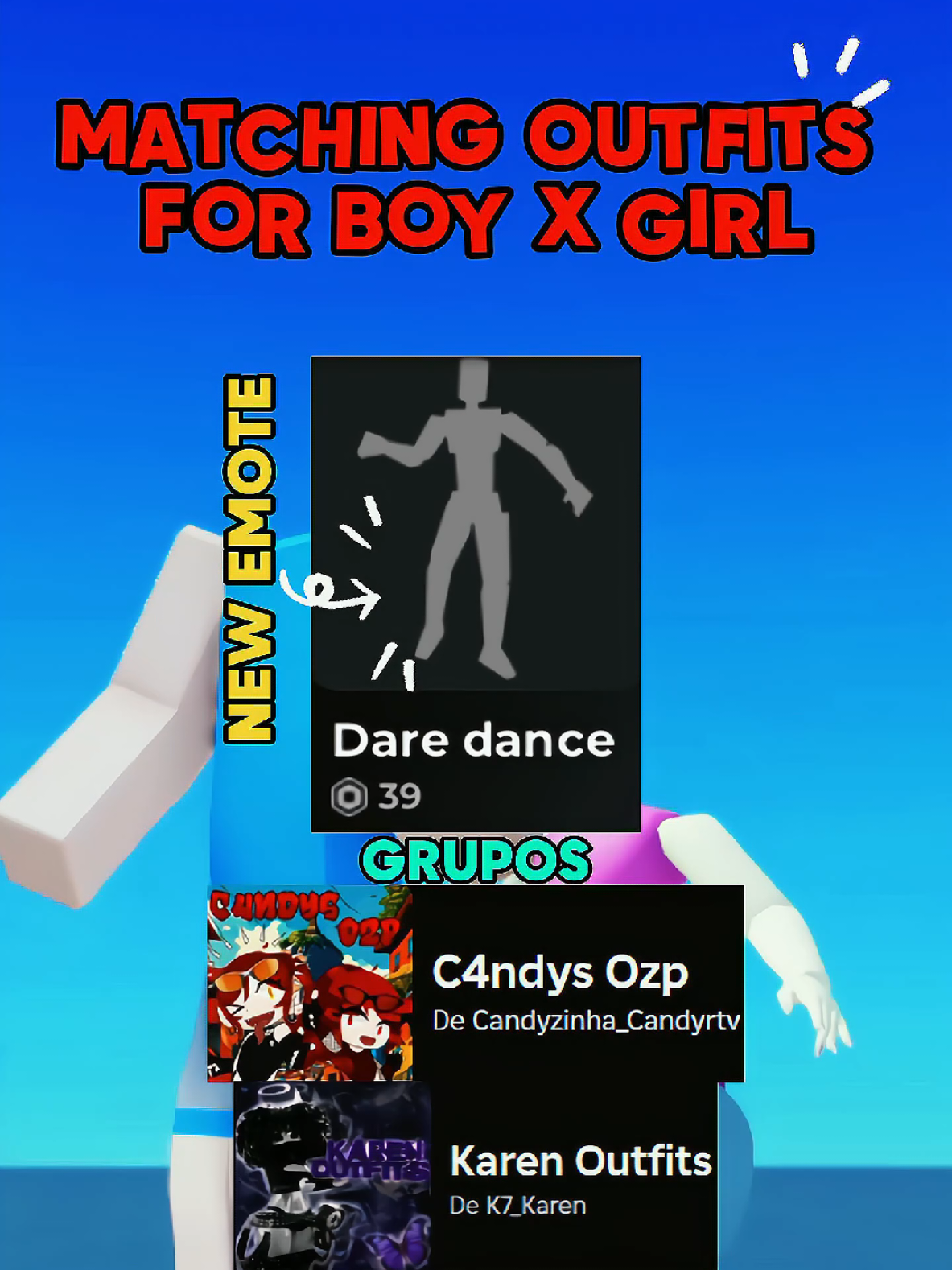 NEW EMOTE: DARE DANCE | Matching Outfits Ideas for Girl x Boy ✨💕 Criador do emote: @Koulh  Esse emote está disponível no grupo C4ndys Ozp Grupos: C4ndys Ozp Karen Outfits @karen_z  Mapa: Criador de avatar Catalago  #robloxoutfits #robloxoutfitideas #fyp #robloxfyp #fyy 
