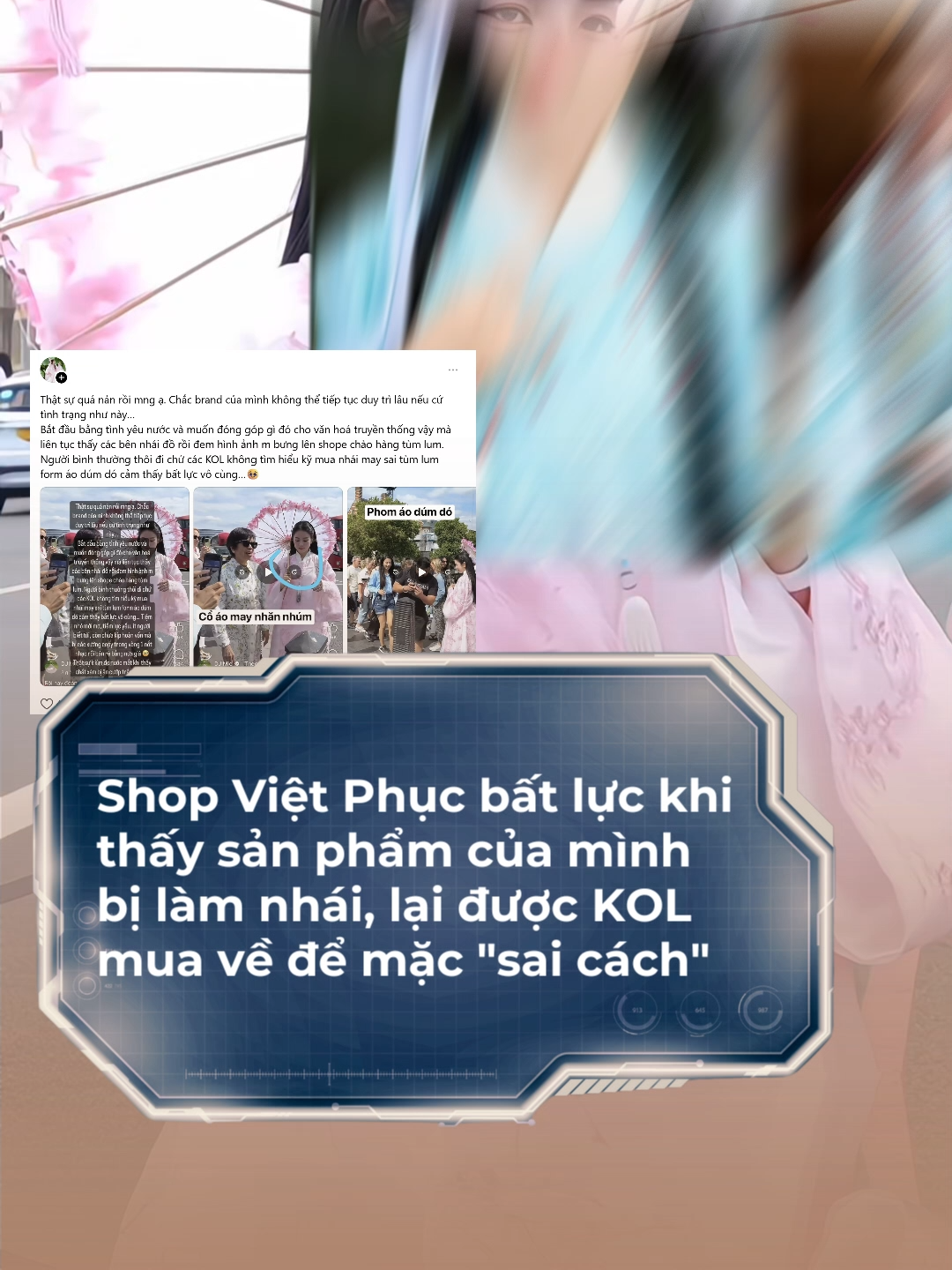 Shop Việt Phục bất lực khi thấy sản phẩm của mình bị làm nhái, lại được KOL mua về để mặc 