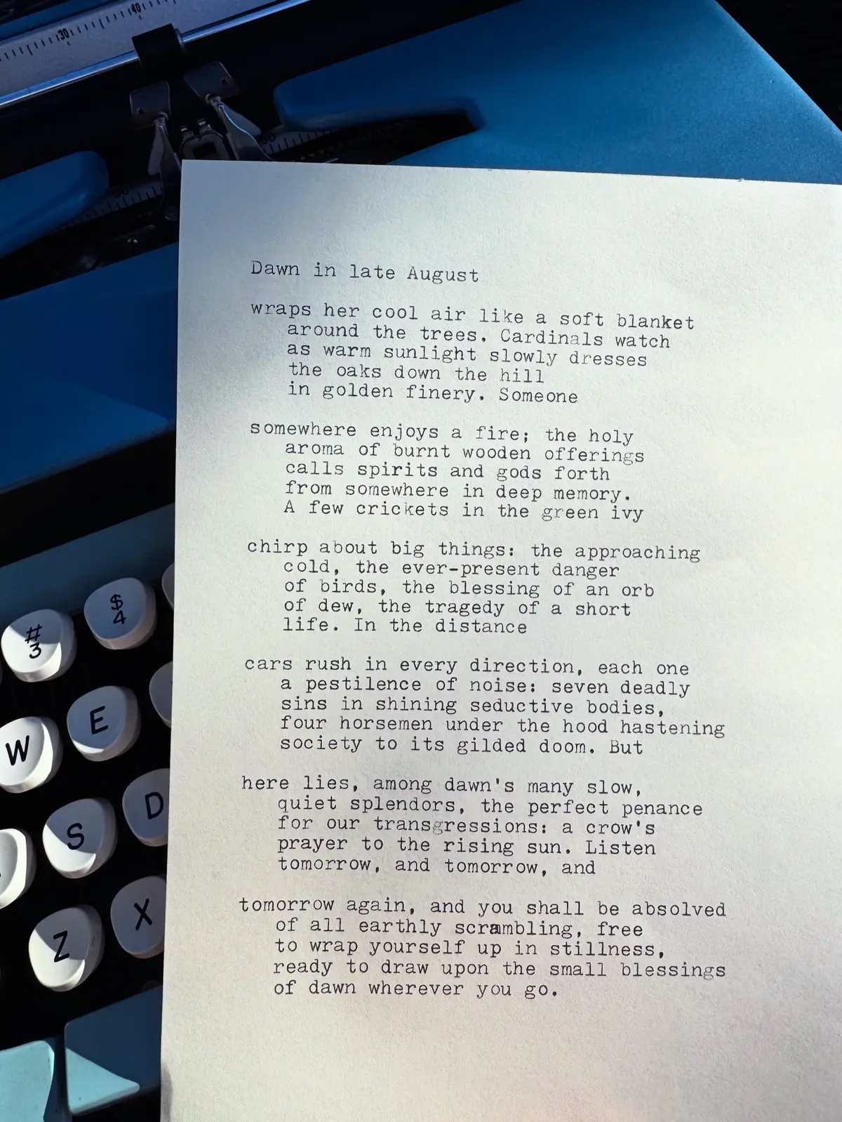 is a blessing, a meditation, and a protective spell woven for our stillness and peace. I wrote a poem about it.