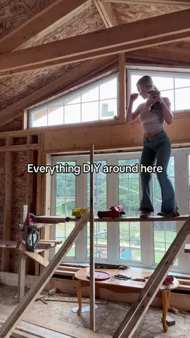 My sad excuse for a scoffold… all we can do is our best right?🫣 #renovationlife #diyprojects #bluecollar #foryou 