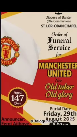 💔⚽ With heavy laughter and banter, we announce the shocking “passing” of Manchester United, knocked out of the Carabao Cup by Grimsby Town. Service holds at Lori Odan Chapel, with interment at Carabao Corner, Grimsby Road. Survived by Arsenal, Chelsea, Man City & others. Announcer: Femi Ajiboye Balogun Sport. May they rest in perfect banter. #Manchesterunited