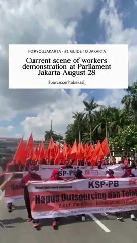On August 28, 2025, thousands of workers across Indonesia, led by the Confederation of Indonesian Trade Unions (KSPI) and the Labor Party, staged a nationwide demonstration called “HOSTUM” (Abolish Outsourcing, Reject Low Wages). The protests, centered in Jakarta at the DPR RI Building and originally planned near the Presidential Palace, involved around 10,000 workers from Jabodetabek and others in 38 provinces. The workers demanded six key issues: abolishing outsourcing, rejecting low wages with a proposed 8.5–10.5% minimum wage increase for 2026, halting mass layoffs, tax reforms, passing a new labor law without Omnibus Law, and revising the Election Law for 2029. The demonstrations were planned to be peaceful, focusing on workers’ rights and economic justice. Tag someone who still hasn’t seen Jakarta from above 👀 ⠀⠀ #MonasView #JakartaSkyline #HiddenJakarta #ExploreIndonesia #fypシ゚viral 