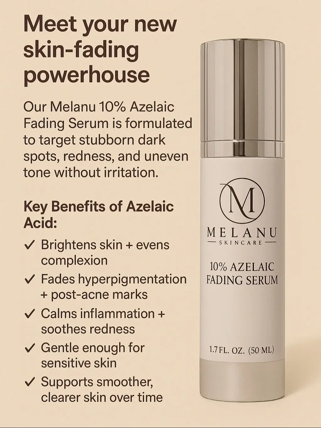 ✨ Wondering how long it takes to see results with 10% Azelaic Acid? ✨ Consistency is key! Most people notice: 🔹 Calmer, less inflamed skin in 2–4 weeks 🔹 Fewer breakouts and smoother texture in 4–8 weeks 🔹 Brighter, more even skin tone in 8–16 weeks Azelaic Acid is gentle but powerful, perfect for acne, dark spots, and redness. Pair it with SPF daily and give your skin time to transform. 💕 #SkincareJourney #AzelaicAcid #ClearSkinTips