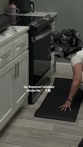 waterproof kitchen mat >> definitely recommend especially when you’re cooking or when things spill it won’t absorb it’ll be super easy to clean off  #kitchenaccessories #blackkitchen #fyppppppppppppppppppppppp 
