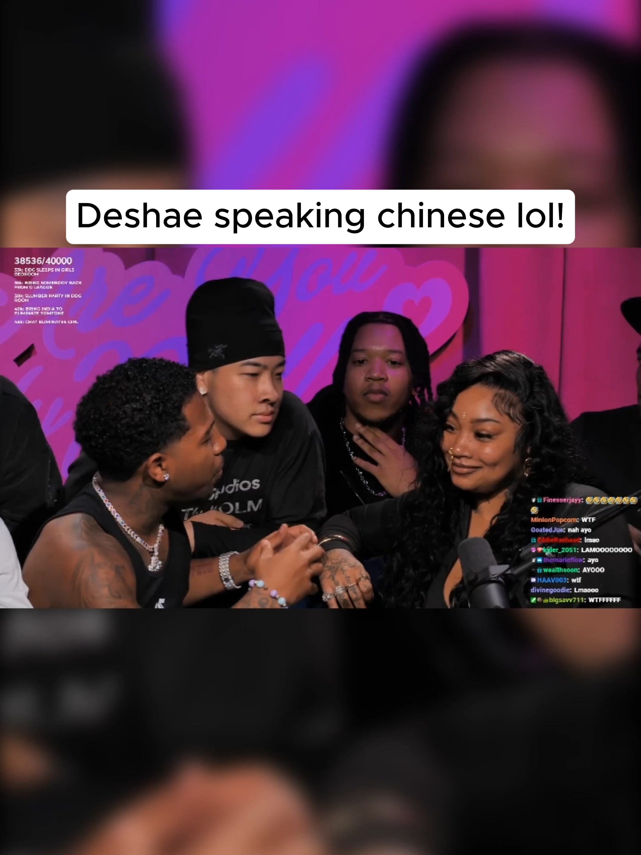 Deshae speaking chinese lol! @pontiacmadeddg @therealdeshaefrost @notquitelikedub_ @babyrich1k #ddg #ddgpontiacmade #areyoumyball #ball #show #fyp #twitch #fypppppp #deshaefrost