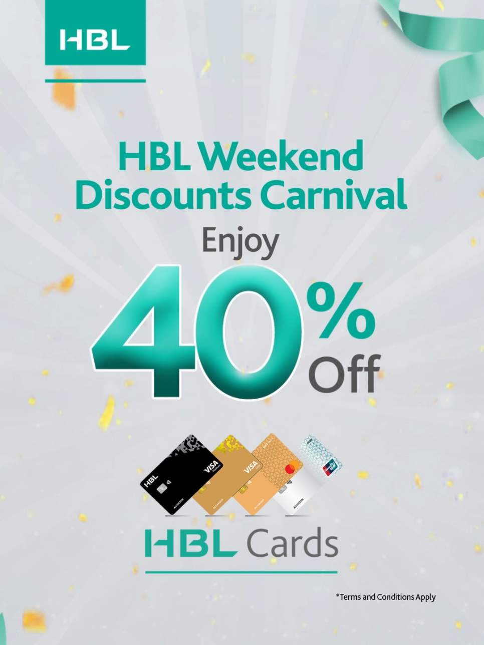 Indulge in your favourite fast food restaurants at the Weekend Discounts Carnival! Avail 40% off when you use your HBL Card. Burger O'Clock | Famous O's Pizza | Fatman Burger  | BRIM | Oh My Grill | Pappasallis | FYI | Tayto | United King | Caprinos Pizza | Ranchers | HeatBox Offer valid from 29th - 31st August 2025 For more details please, visit hbl.com/dd. Terms & Conditions Apply. #HBL #HBLCards #WeekendDiscountsCarnival 