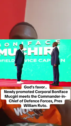 God's favor Newly promoted Corporal Boniface Mucgiri meets the Commander-in-Chief of Defence Forces, President William Ruto…#v#viralvideov#viraltiktokv#videot#tiktokindiat#tiktok#kenyantiktokers#ohanglamusic#politics#maandamano#kenyancomedy🇰🇪  