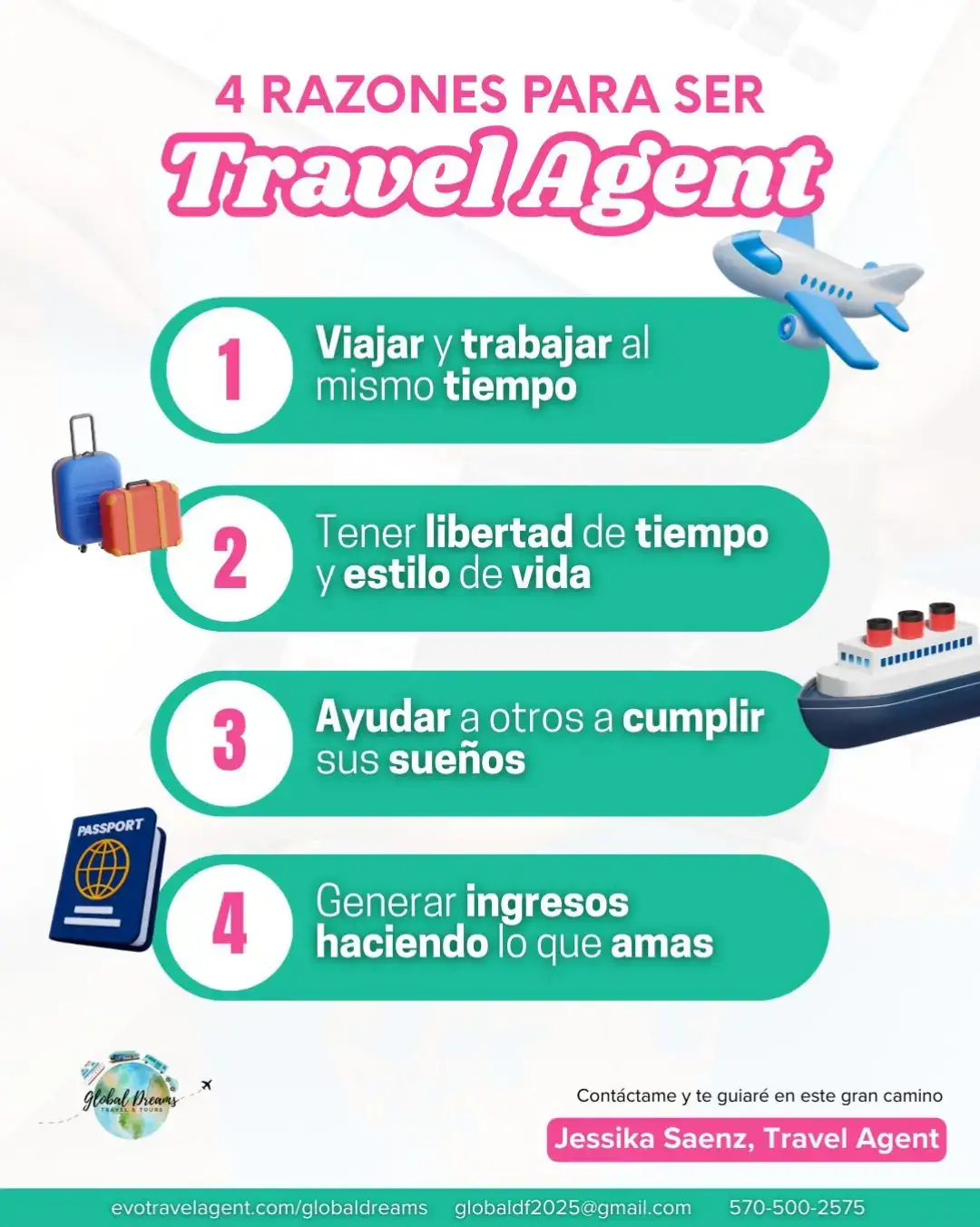 Ser Travel Agent no es solo una profesión, es un estilo de vida ✨. Tienes la oportunidad de conocer el mundo, manejar tu tiempo y, lo más importante, ayudar a otros a crear recuerdos inolvidables. 🌴✈️ Yo decidí dar este paso y descubrí que detrás de cada viaje que planeo, también estoy construyendo mi propio sueño. 🌺💼 📲 Si tú también quieres convertirte en agente de viajes y empezar a diseñar tu vida ideal, contáctame y te enseño cómo hacerlo. #TravelAgentLife #ViveViajando #ViajarEsVivir #AgenteDeViajes #TravelGoals 