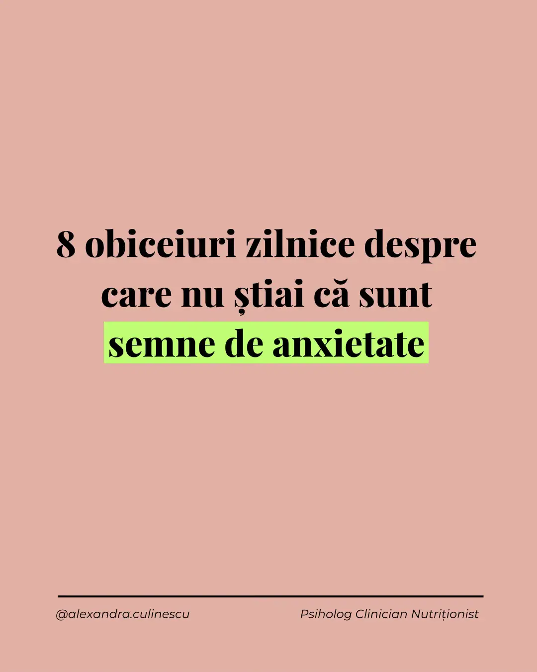 Anxietatea nu arată întotdeauna ca un atac de panică. Uneori se ascunde în micile obiceiuri zilnice, pe care nici măcar nu le observăm. Să devii conștientă de aceste tipare este primul pas spre vindecare. Dacă mai mult de două dintre ele ți s-au părut familiare, să știi că nu ești singură — iar faptul că le recunoști este deja un semn de progres. Care dintre ele ți se pare cel mai cunoscut? #anxietate #anxiety #mentalhealthsupport 