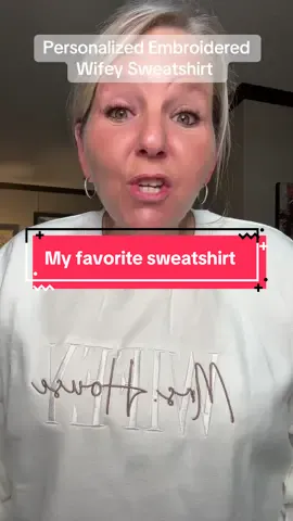 The personalized embroidered wifey sweatshirt is my new favorite sweatshirt. #embroideredsweatshirt #wifey #personalized #embroideredclothing #fyp 