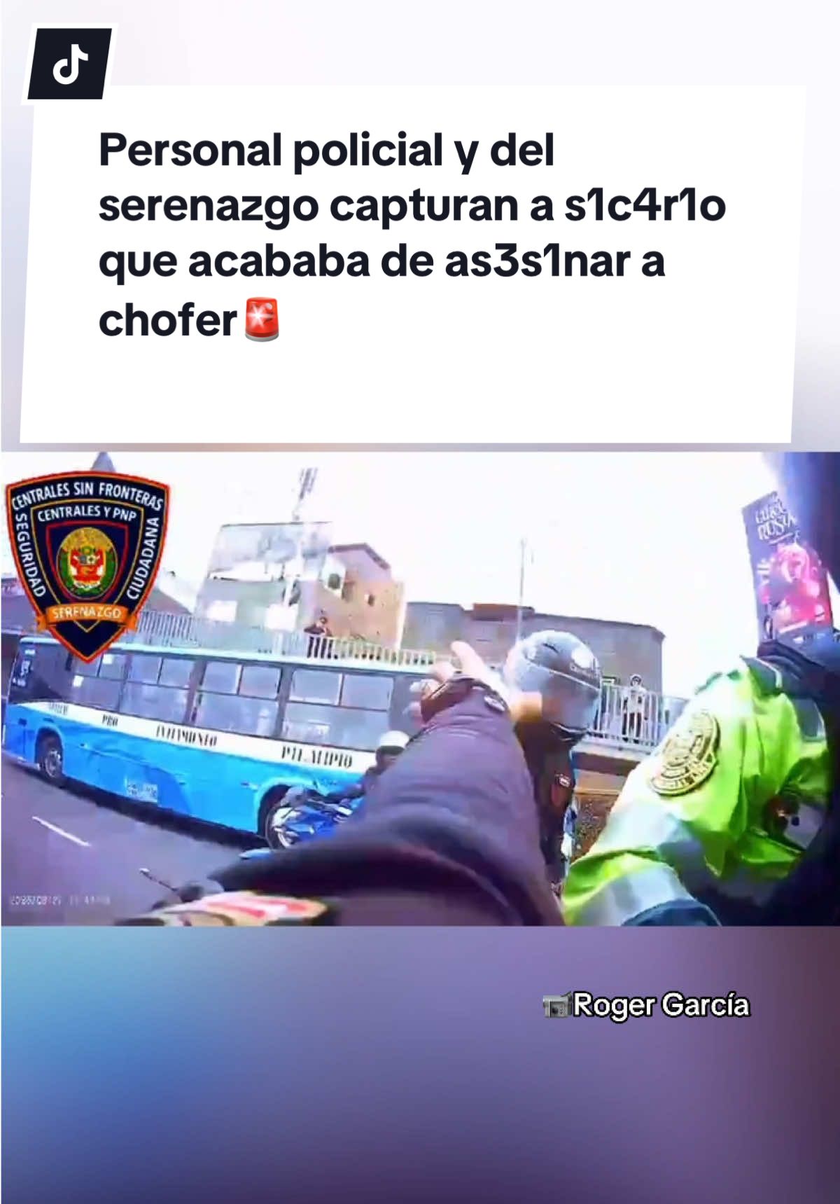Momento en que personal policial y del serenazgo capturan a s1c4r1o que acababa de as3s1nar a chofer de transporte público🚨 #Policia #PNP #Captura #NoticiaPeru #Viral 