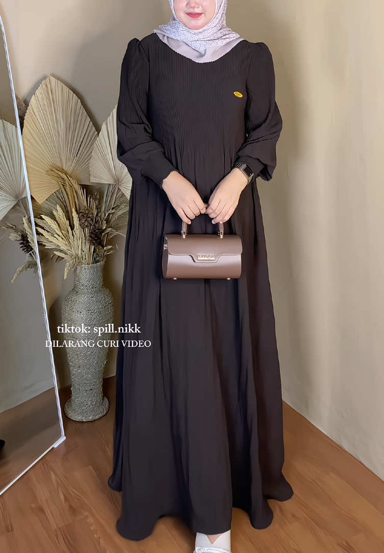 Dress plisket cantik warna mahogany 🤎✨ #dresspolos #dressplisket #dressjumbo #gamismahogany #gamislebaran 